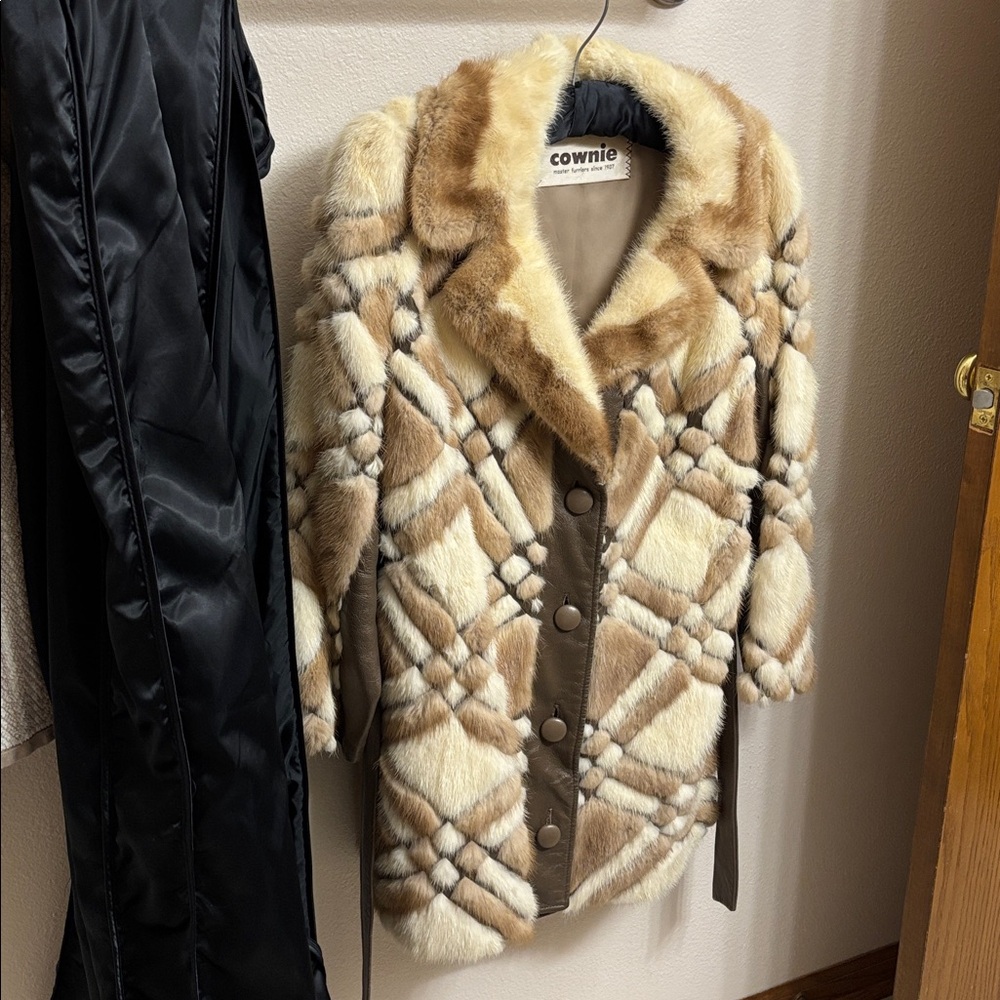 Cownie Vintage Genuine Mink Fur and Leather Coat - Small - includes custom bag